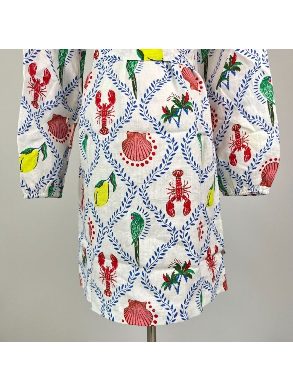 NWOT Boden Cleo Linen Tie Waist Dress Multicolor V-Neck Size 8 - Picture 8 of 14